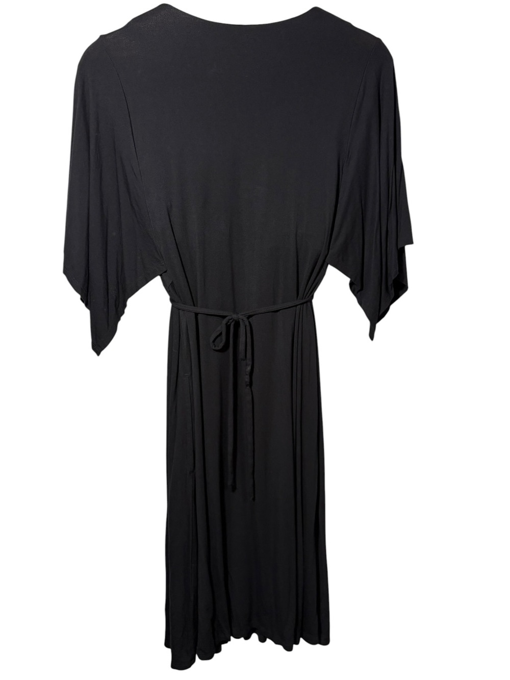 SOMA | Black Soft Jersey Caftan V-Neck Flutter Sleeve Midi Dress L Built In Bra - Picture 12 of 15